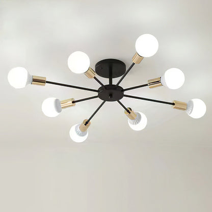Black Simple Iron Multi-Head Chandelier