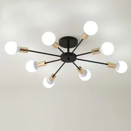 Black Simple Iron Multi-Head Chandelier