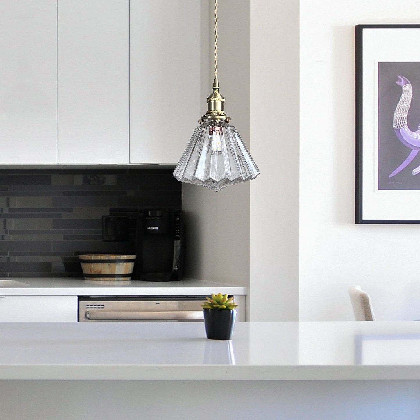 Brass and Glass Kitchen Pendant Lights