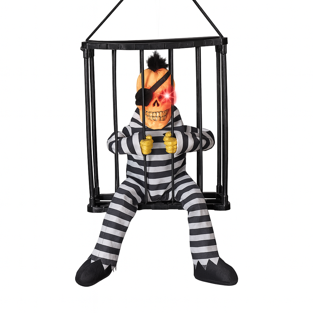 Screaming Animated Halloween Prisoner in Cage