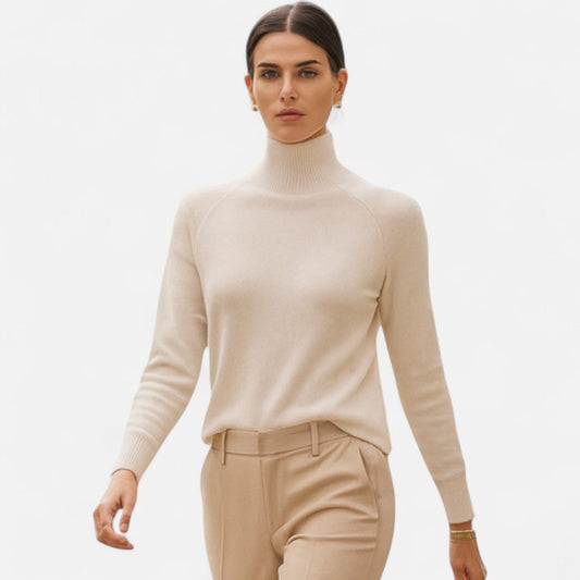 Virashoper Women's Merino Wool & Cashmere Mock-Neck Sweater