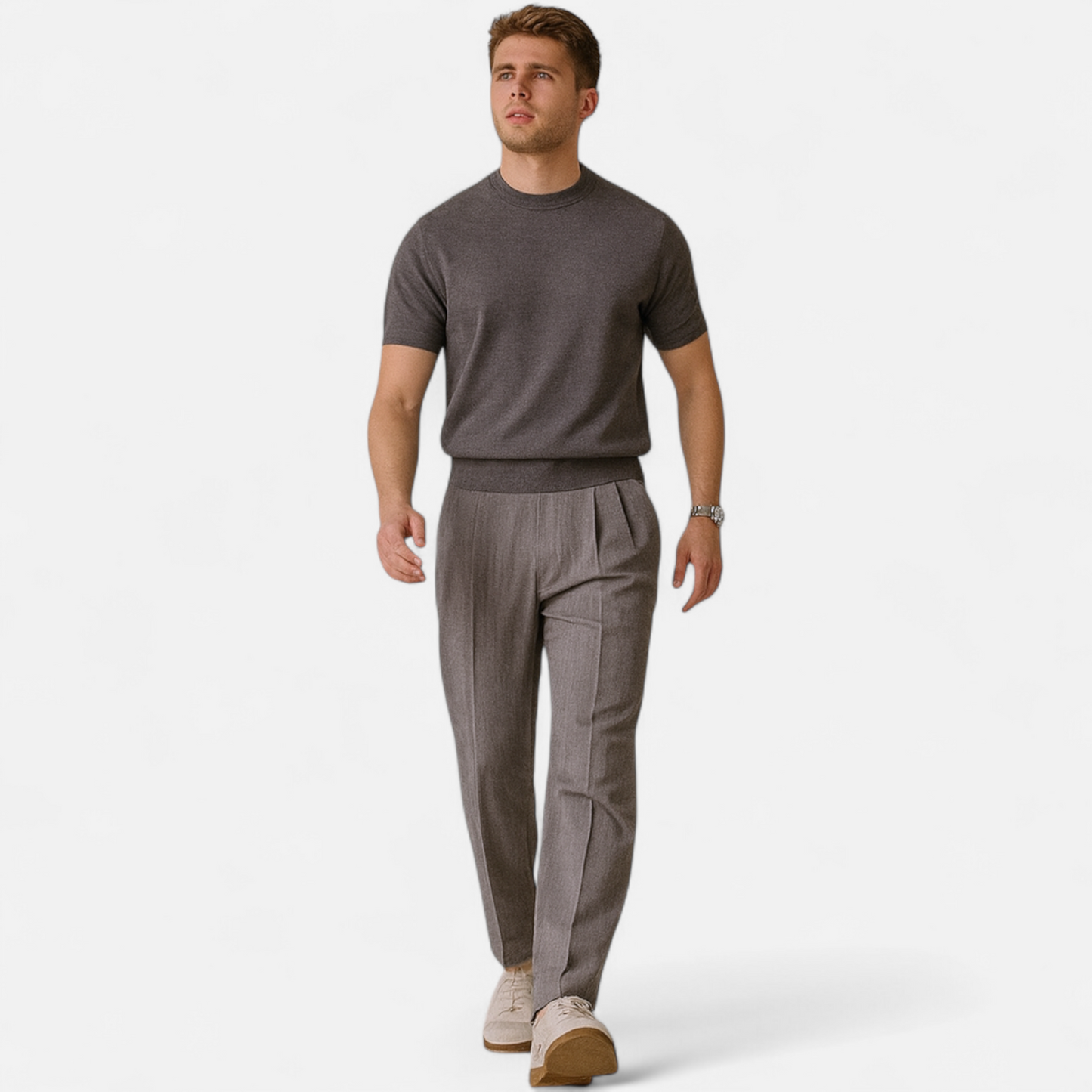 Virashoper Men’s Slim-Fit Knitted T-Shirt