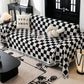 Color Block Checkerboard Fringe Trim Sofa Blanket Cover