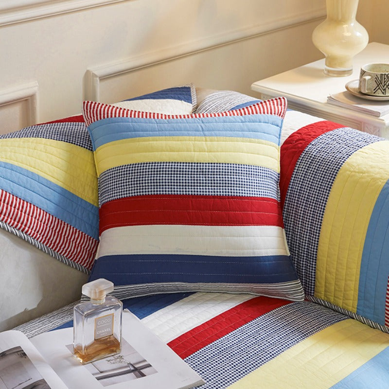 Colorful Striped Quilted Sofa Chic Protector Couch Cover
