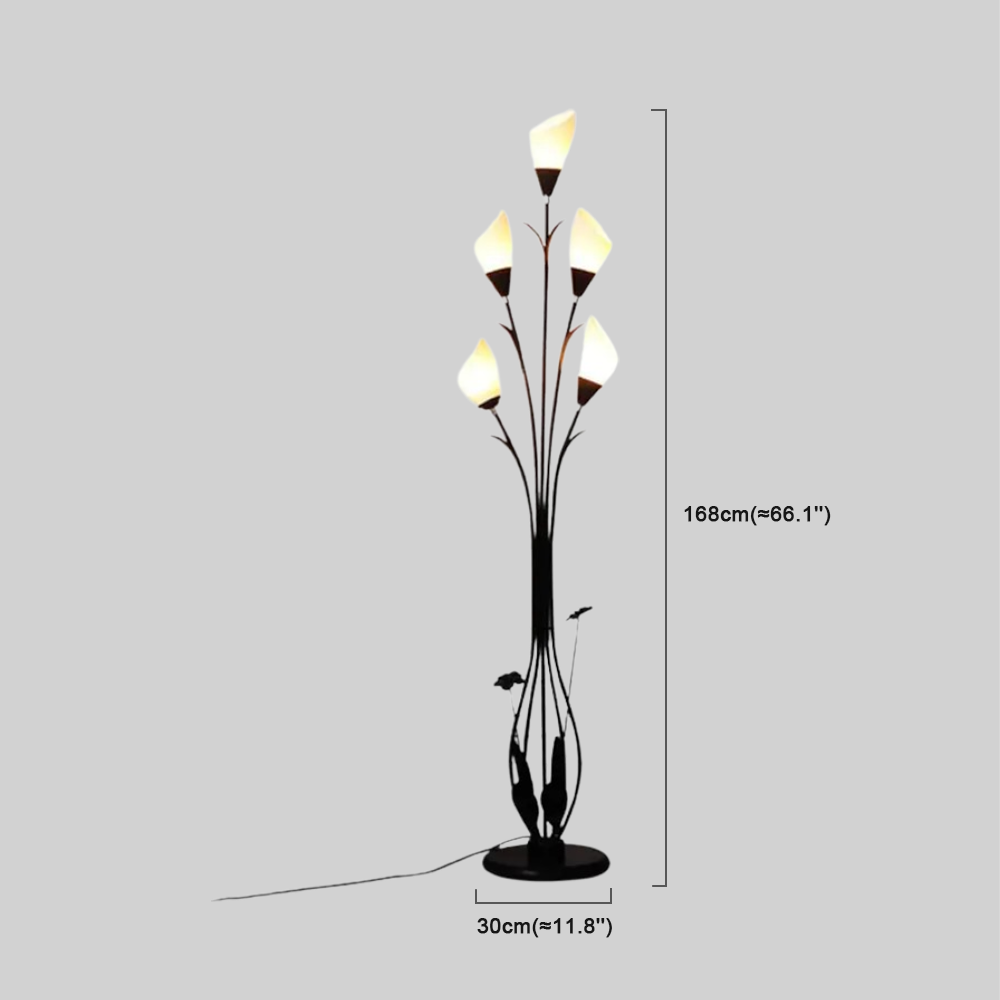 Black Art Deco Floral Floor Lamp