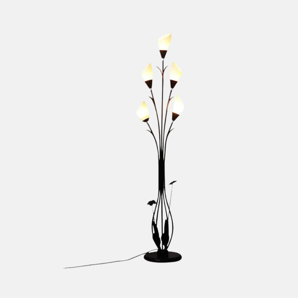 Black Art Deco Floral Floor Lamp