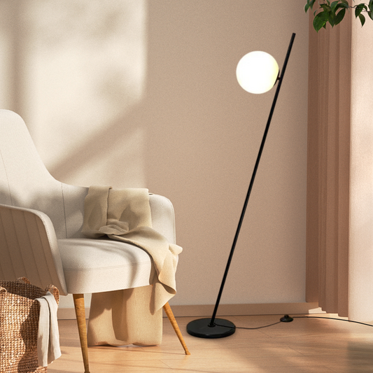 Nordic Black Floor Lamp with Glass Bulb