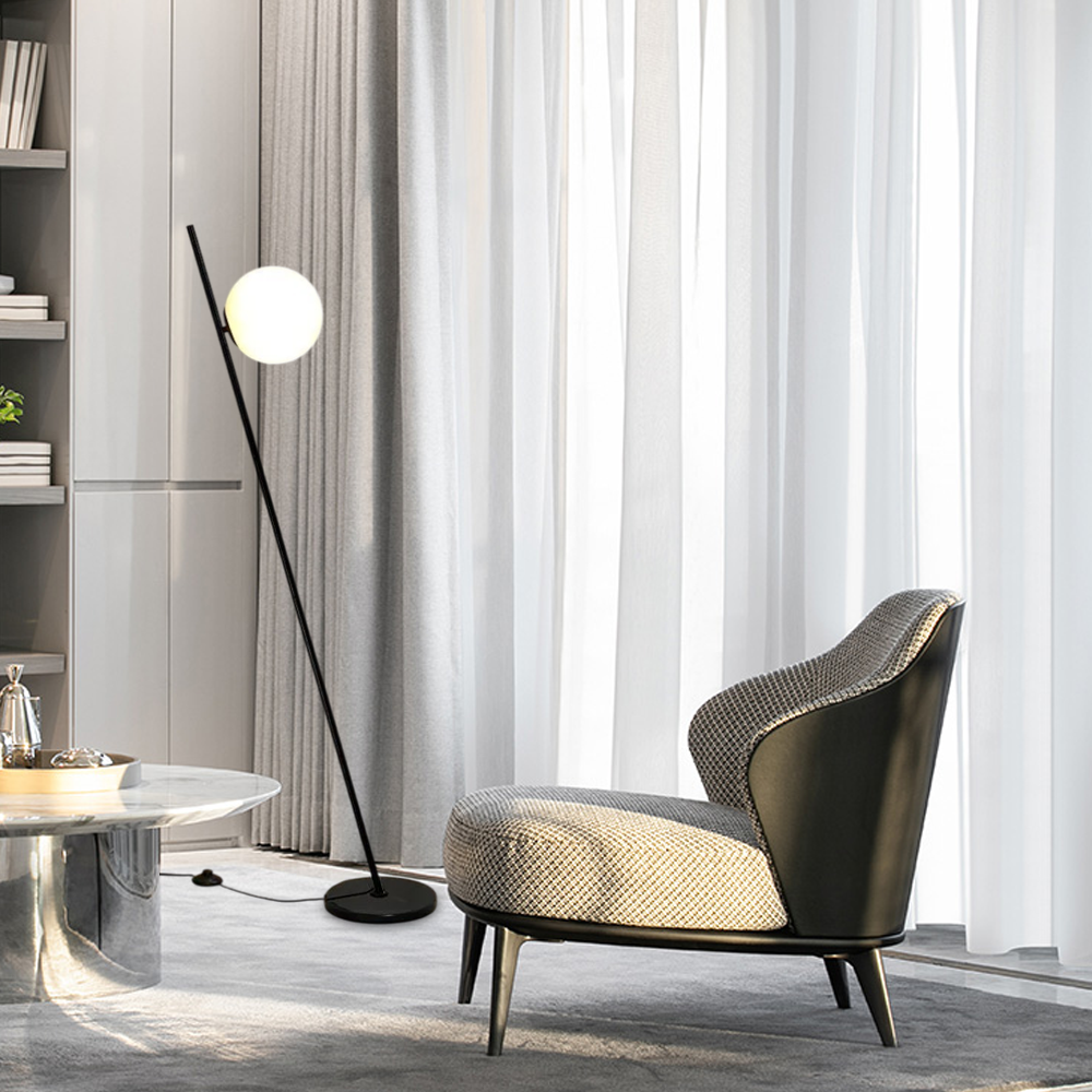 Nordic Black Floor Lamp with Glass Bulb