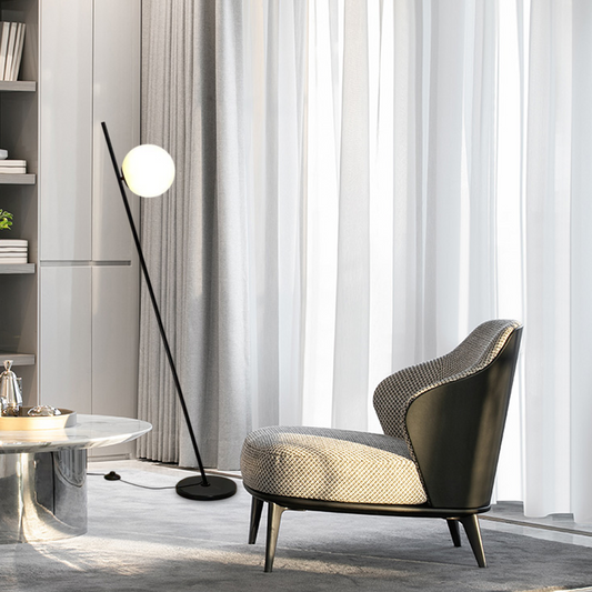 Nordic Black Floor Lamp with Glass Bulb