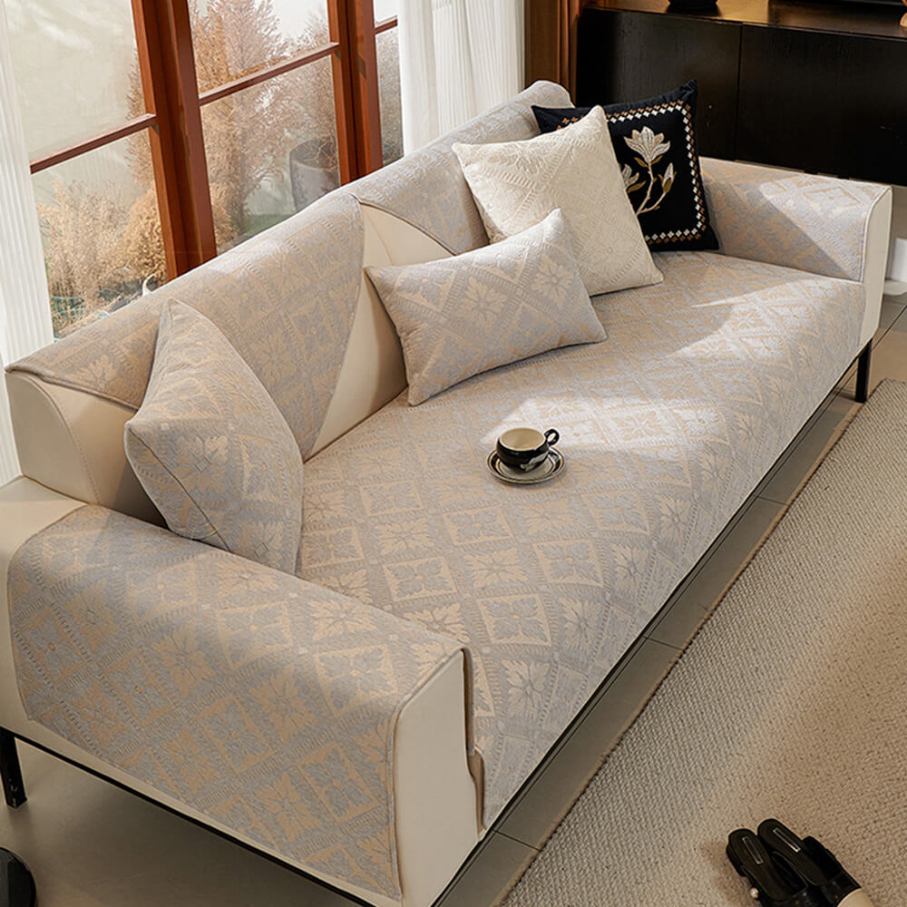 French Elegance Chenille Soft Breathable Couch Cover 4 Seasons