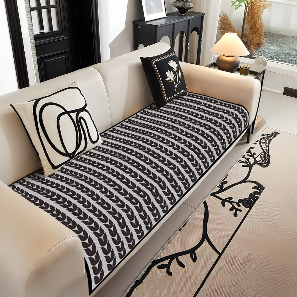 Modern Ice Silk Breathable Anti-Slip Couch Cover Wheat Pattern