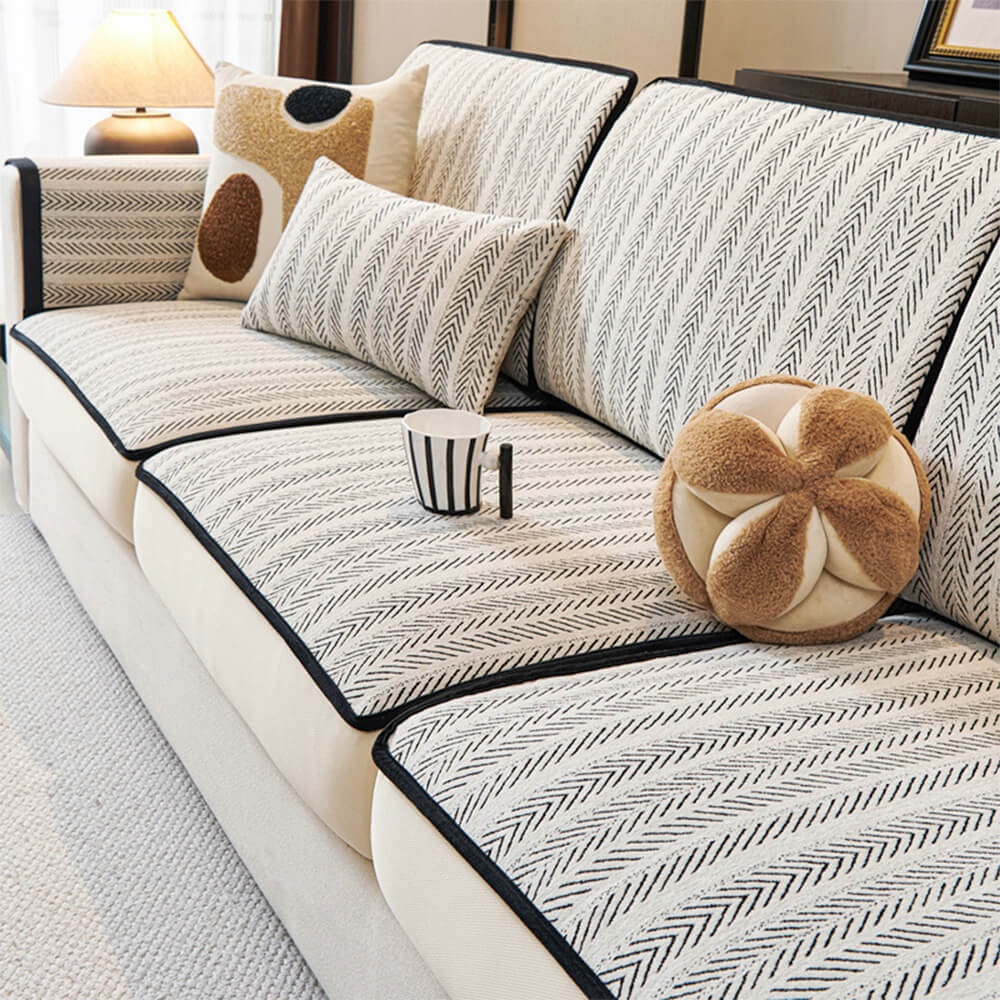 Classic Retro Stretch Chenille Couch Cover Full Protection