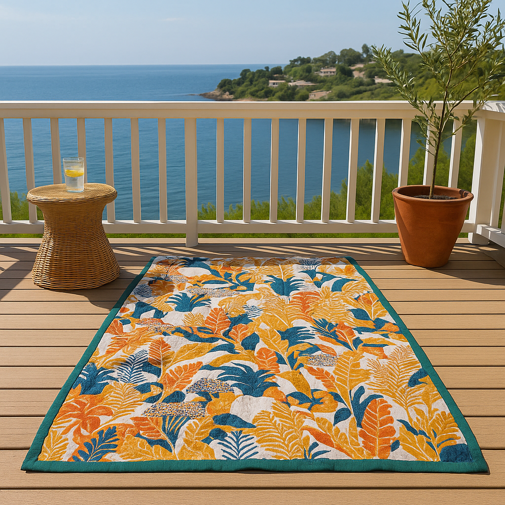 Flower Bird Cotton Reversible Beach Bath Towel
