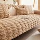 Fluffy Plush Striped Furniture Protector Couch Cover - Non-Slip