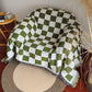 Color Block Checkerboard Fringe Trim Sofa Blanket Cover