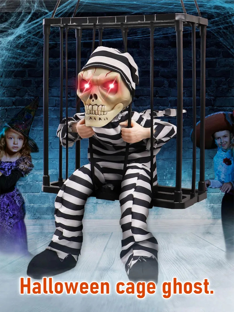 Screaming Animated Halloween Prisoner in Cage