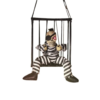 Screaming Animated Halloween Prisoner in Cage