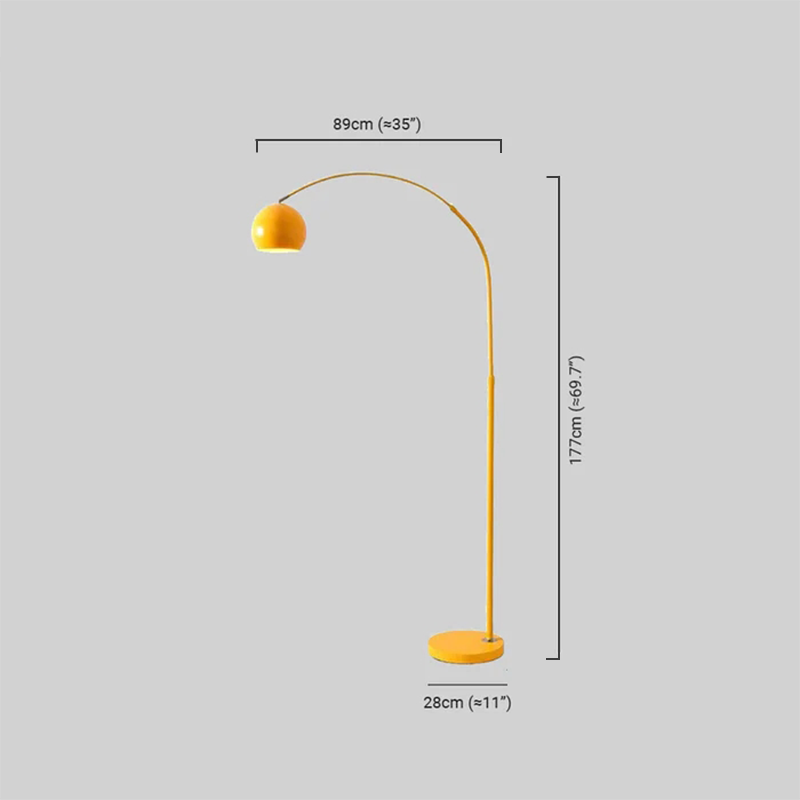 Nordic Arc Floor Lamp with Hemispherical Shade