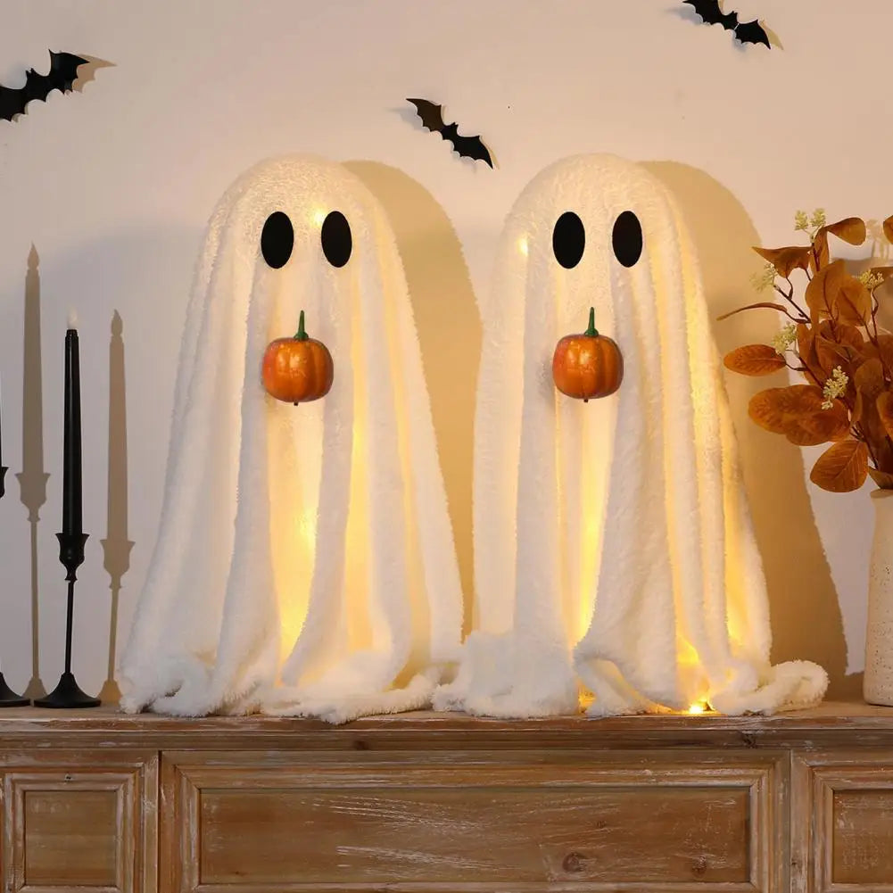 Light-Up Halloween Ghost with Pumpkin Mouth