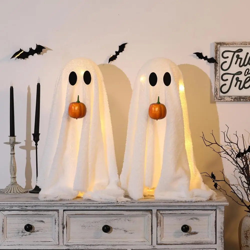 Light-Up Halloween Ghost with Pumpkin Mouth