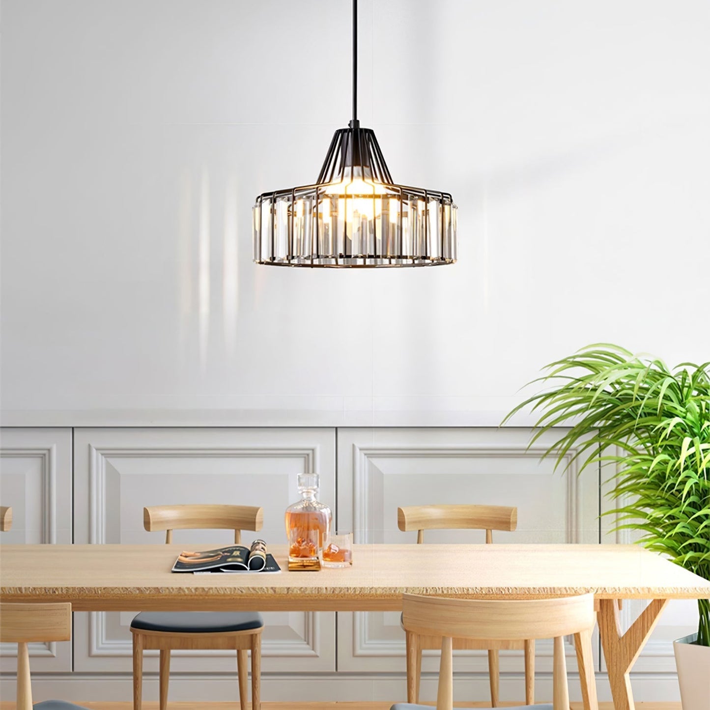 Modern Black Crystal Pendant Light