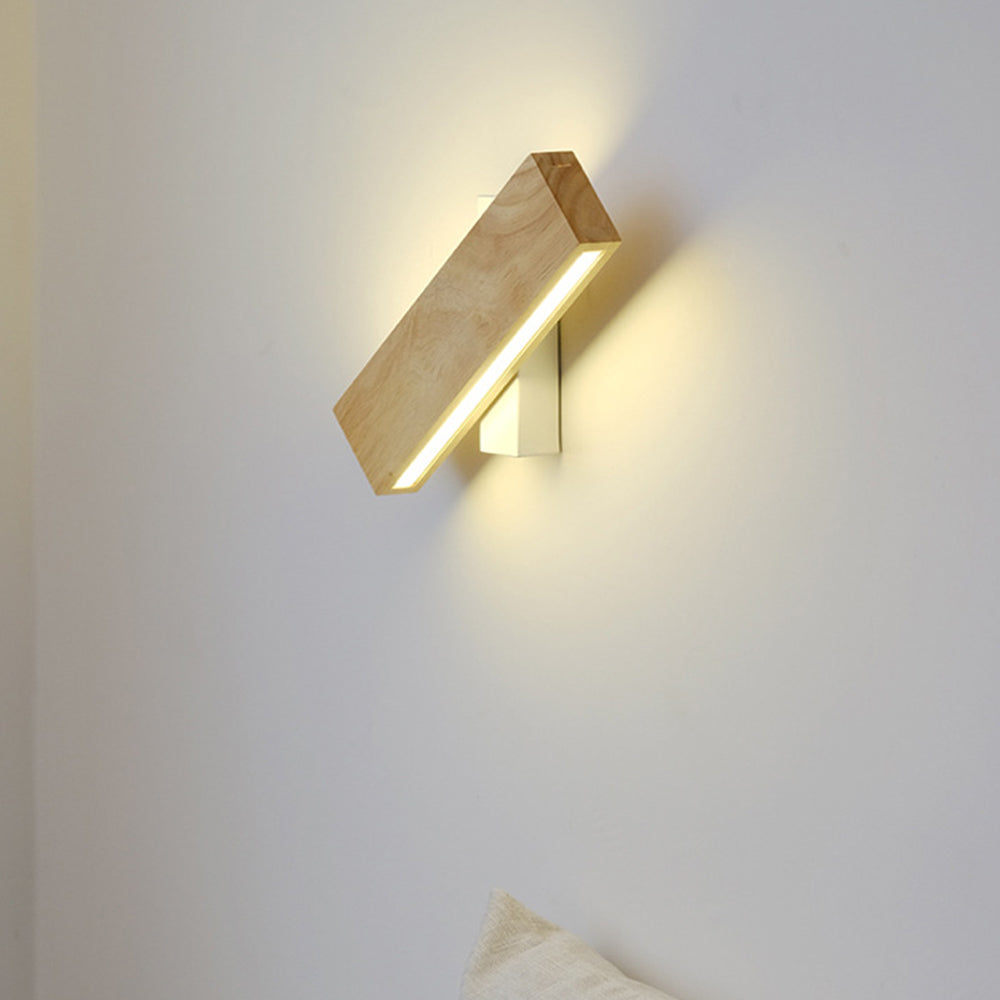 Rotatable Wood Bedside LED Wall Light