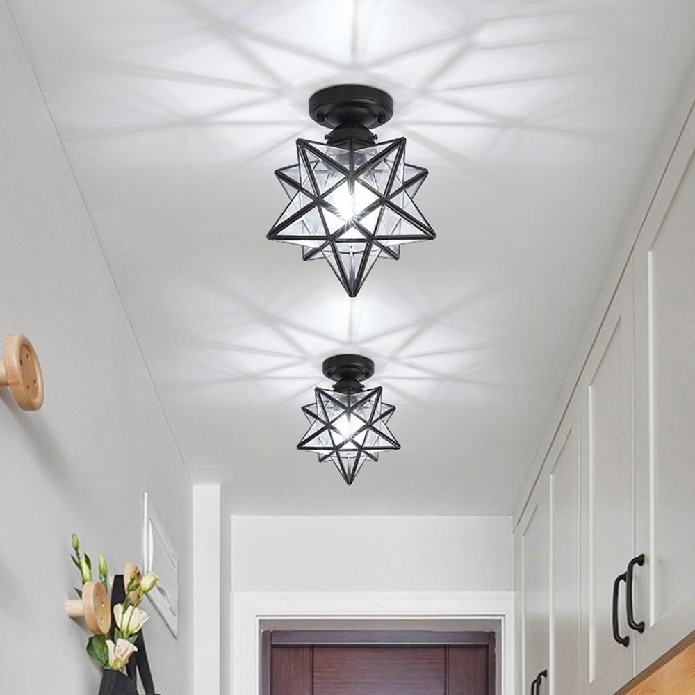 Star Pattern Semi-Flush Ceiling Light