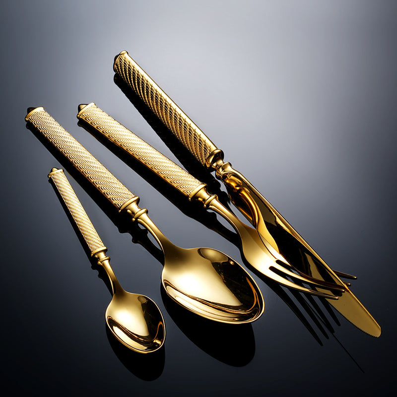 Realm Textured Gold Luxury Cutlery Set