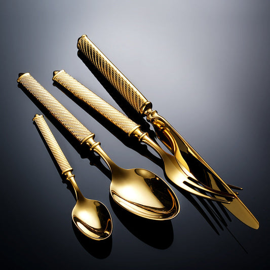 Realm Textured Gold Luxury Cutlery Set