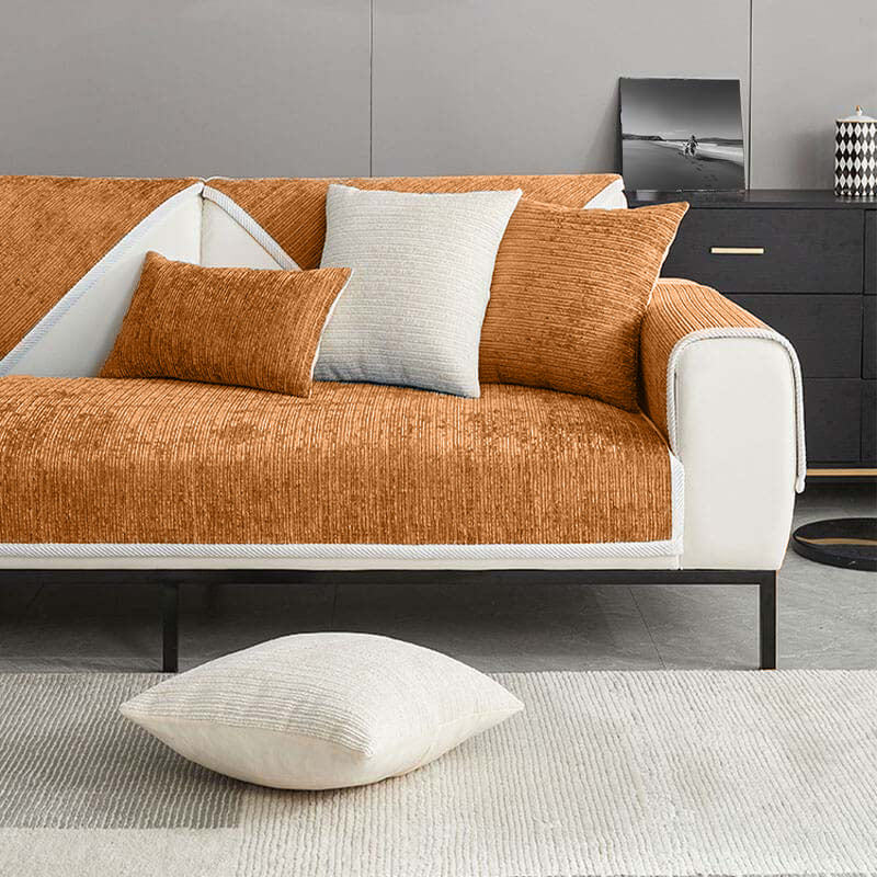 Waterproof Antimicrobial Simple Chenille Fabric Couch Cover