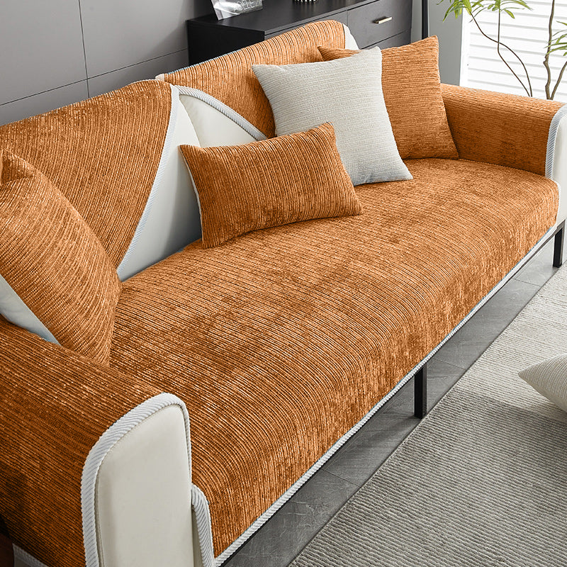 Waterproof Antimicrobial Simple Chenille Fabric Couch Cover