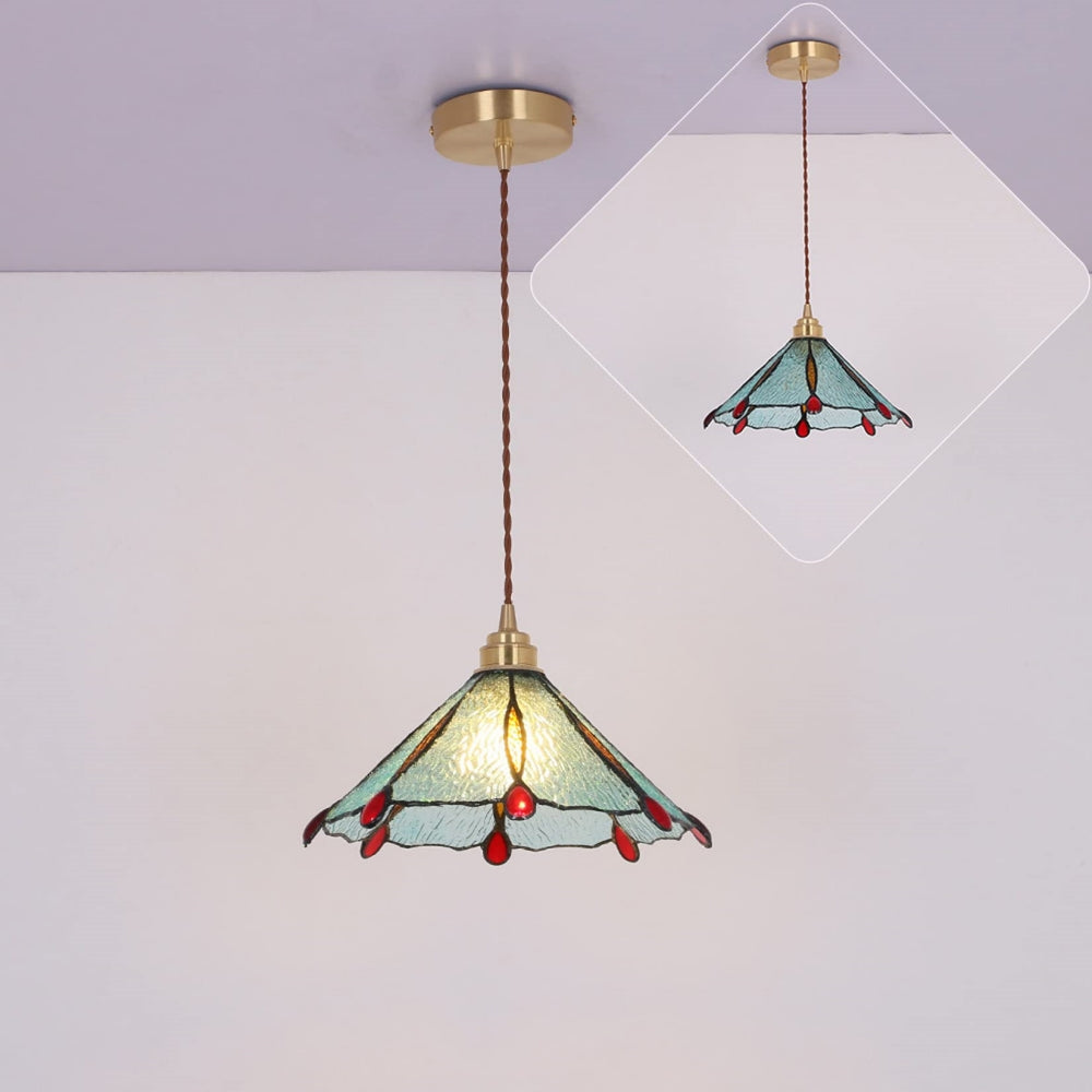 Retro Stained Glass Tiffany Cone Pendant Light