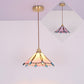 Retro Stained Glass Tiffany Cone Pendant Light