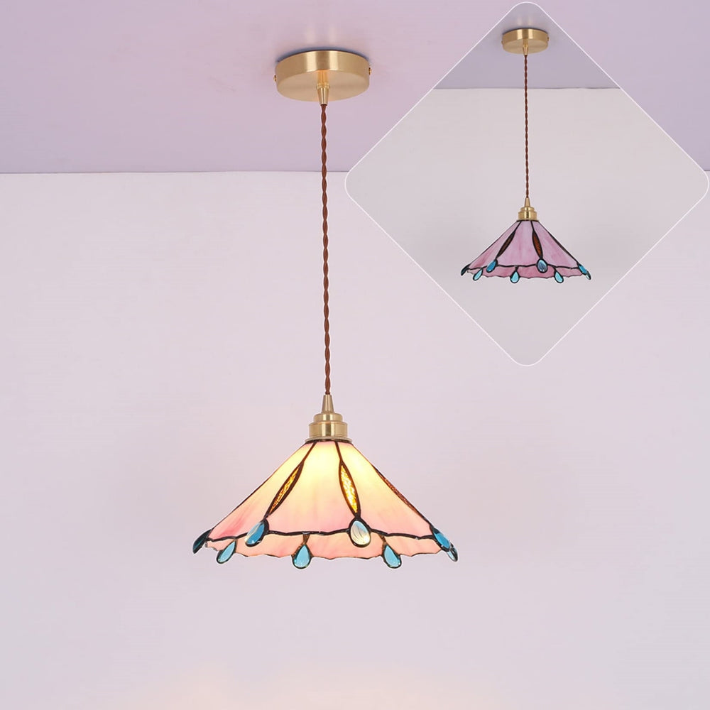 Retro Stained Glass Tiffany Cone Pendant Light