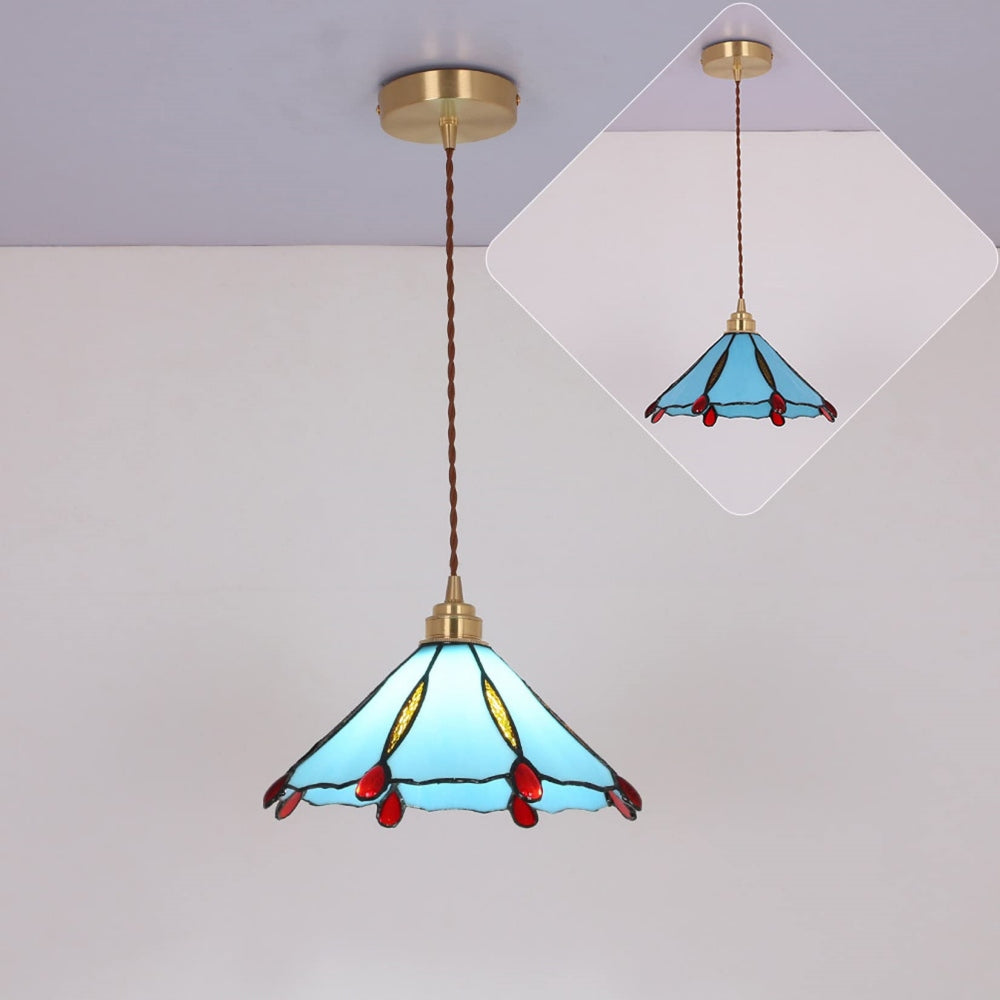 Retro Stained Glass Tiffany Cone Pendant Light