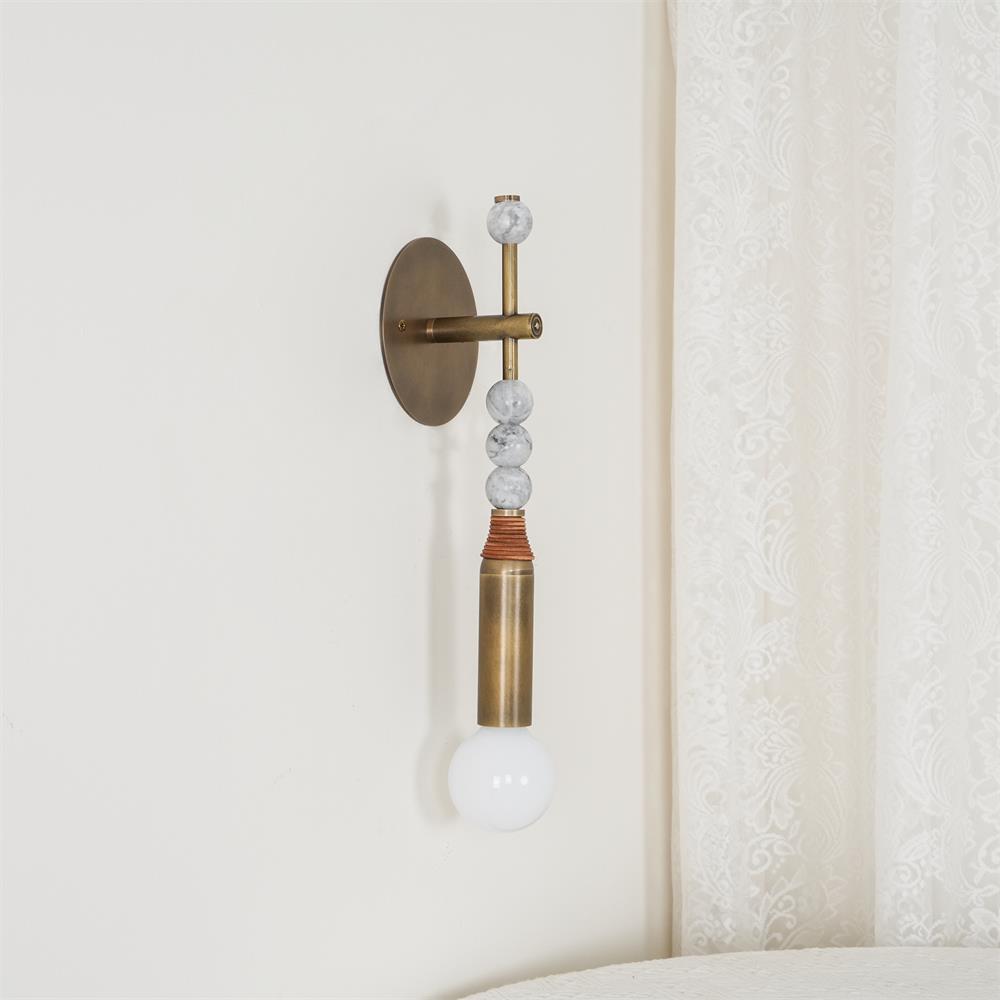 Persepolis-Inspired Marble & Brass Wall Sconce
