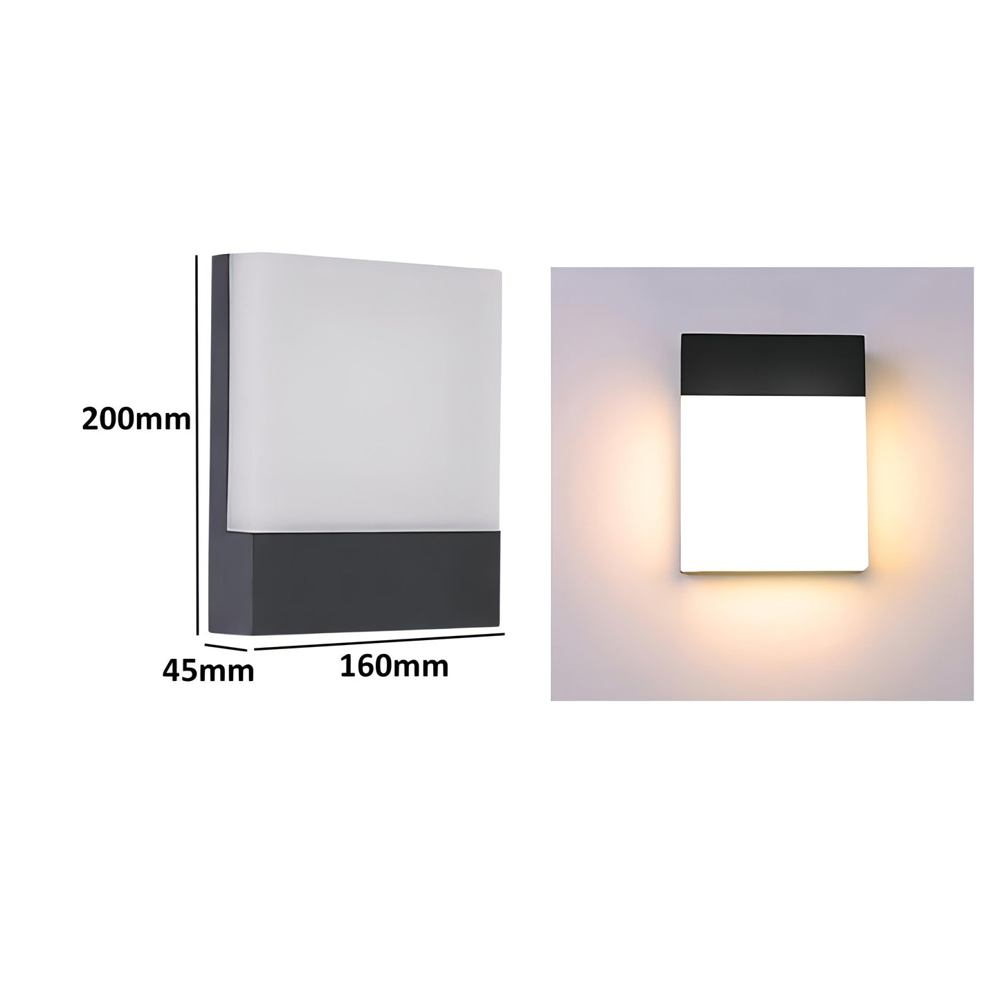 Rex - Modern Outdoor Square LED Light Box Wall Light 18W