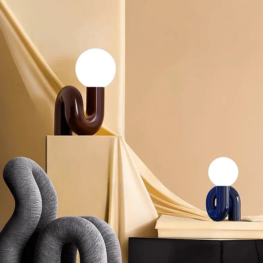 Nordic Twisted Ball Table Lamp – Sculptural LED Accent