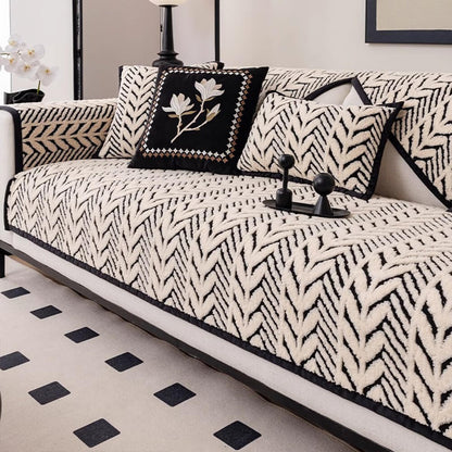 Premium Warm Wheat-Ear Plush Anti-Slip Couch Cover