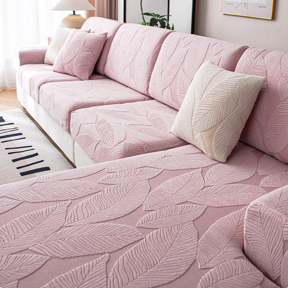 Modern Leaf Jacquard Waterproof Anti-Scratch Couch Cover