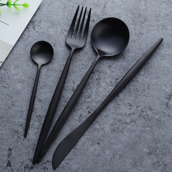 Elegant Black Stainless Steel Cutlery Set