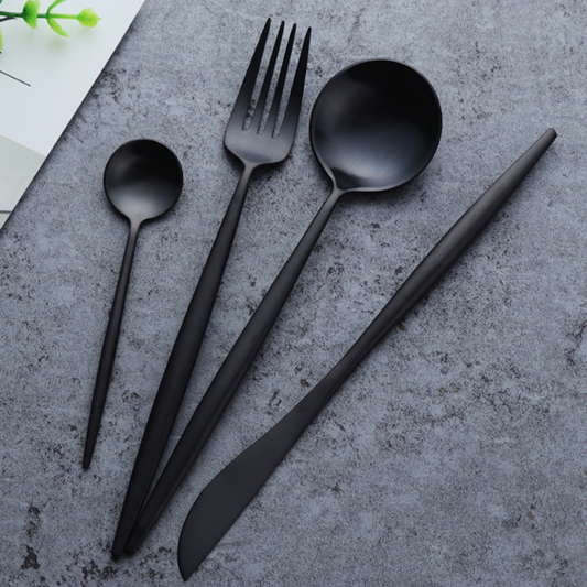 Elegant Black Stainless Steel Cutlery Set