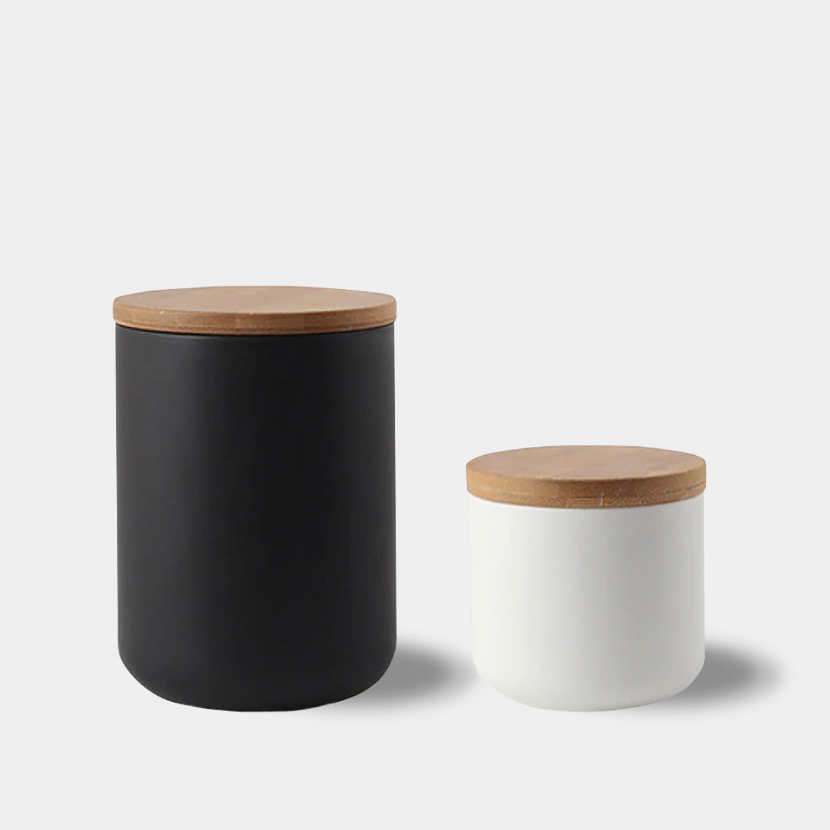 Modern Ceramic Storage Jar with Wooden Lid – Black or White