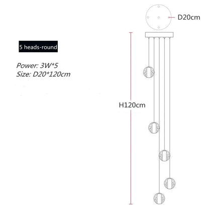 Polar Chandelier – Modern LED Pendant Light with Stainless Steel Frame & Glass Balls