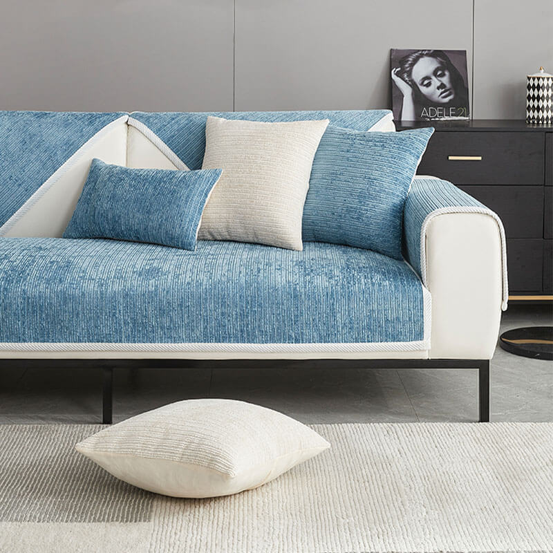 Waterproof Antimicrobial Simple Chenille Fabric Couch Cover