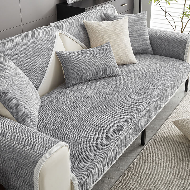 Waterproof Antimicrobial Simple Chenille Fabric Couch Cover