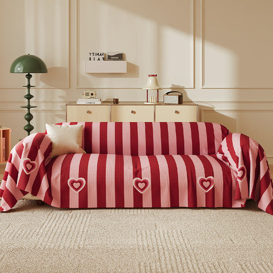 Trendy Striped Chenille Breathable Sofa Protection Couch Cover