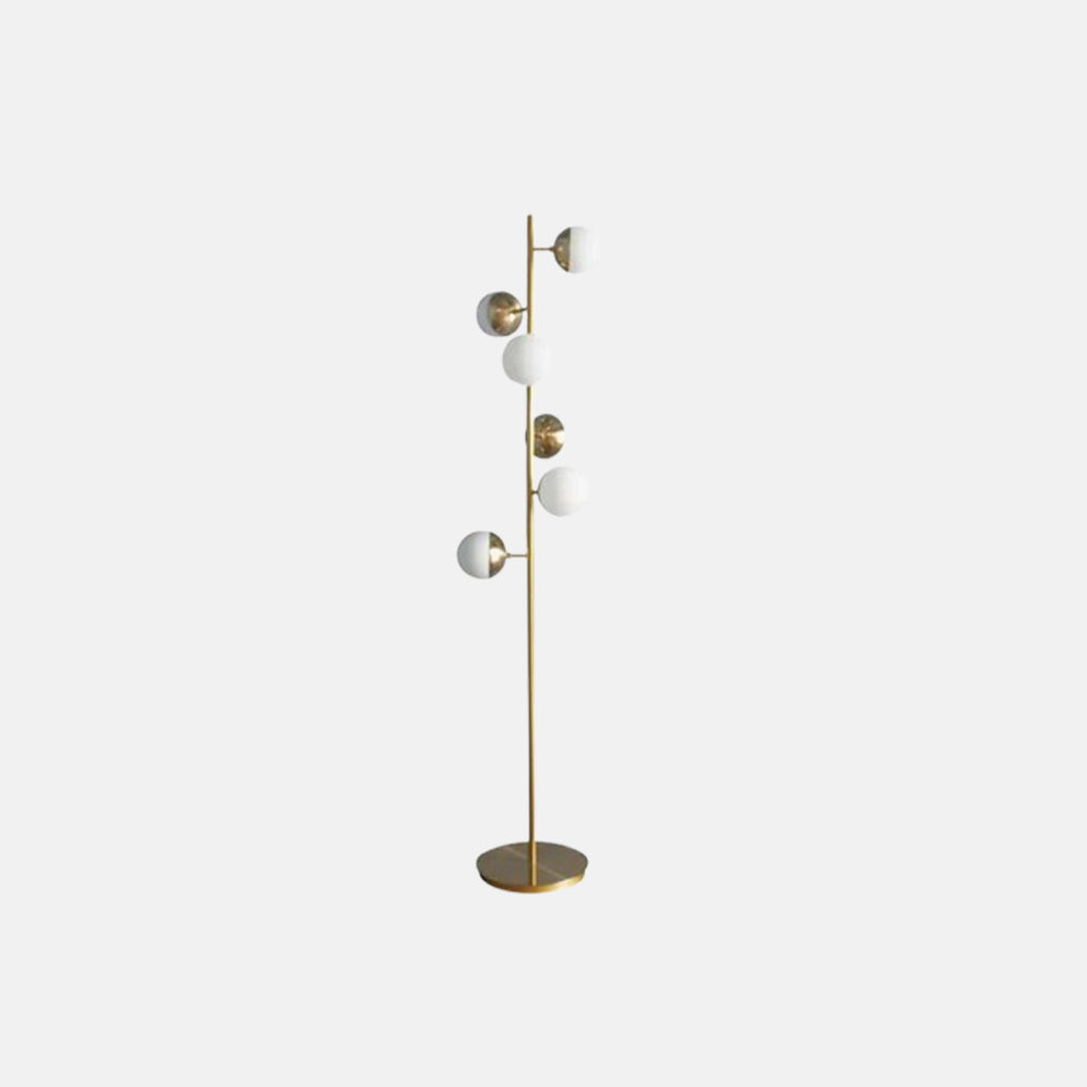 Modern Gold Floor Lamp with White Glass Globes