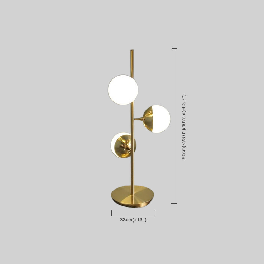 Modern Gold Floor Lamp with White Glass Globes