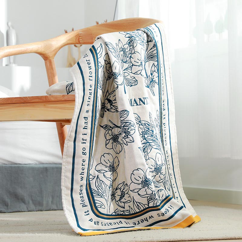 Flower Mixed Color Reversible Cotton Bath Towel